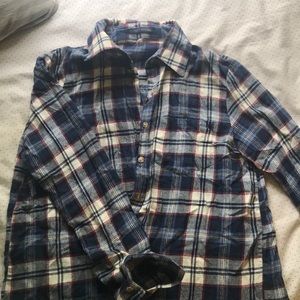 Brandy Melville navy, red, &cream flannel